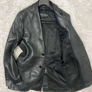 1 jpy Dolce & Gabbana men's tailored jacket ram leather leather jacket sheep leather size 48 present tag black L size Dolce&Gabbana 
