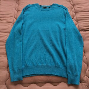 UNIQLO ユニクロ +J ジルサンダー カシミヤブレンドクルーネックセーター カシミヤ セーター グリーン 65 BLUE 長袖 L