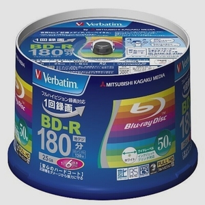 送料無料★三菱ケミカルメディア Verbatim 1回録画用 BD-R VBR130RP50V4 (片面1層/1-6倍速/50枚