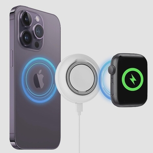送料無料★3-in-1急速充電・2台同時充電 ワイヤレス充電器 Apple Watch 充電器 Qi認証 Mag-Safe充電器