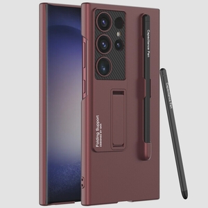 送料無料★NINKI Galaxy S24 Ultra カバー キックスタンド タッチペン付き Qi充電（レッド）