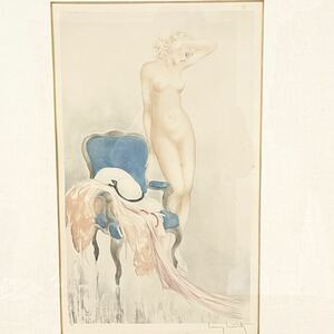 ◆額付◆ ルイ・イカール Louis Icart 【美しいモデル】1937年作 エッチング・アクアチント 絵画 本人サイン有 女性像 裸婦 版画