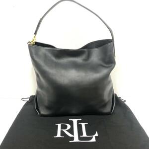 保存袋付き★【LAUREN RALPH LAUREN】ローレンラルフローレン★トートバッグ ハンドバッグ ショルダーバッグ レザー 牛革 ブラック LRL 04