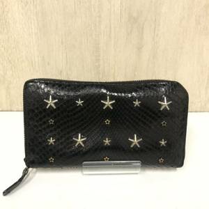 【jimmy choo】ジミーチュウ★レディース 長財布 ラウンドファスナー パイソン スタッズ ブラック 04