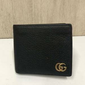 【GUCCI 】グッチ★二つ折り財布 ブラック系 GGマーモント レザー メンズ 423725 04