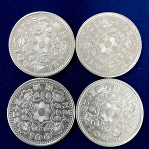 未使用 昭和32年 鳳凰百円銀貨 4枚セット 100円銀貨 硬貨 銀貨の画像1