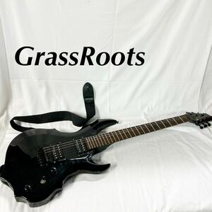 現状品販売 GrassRoots GUITARS エレキギター ギター ブラック 傷汚れあり 楽器 弦楽器 演奏 音楽 詳細不明 【otay-289】