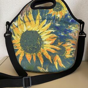 ショルダーバッグ 油絵風ひまわり柄
