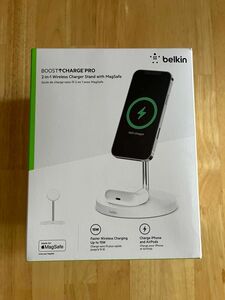 Belkin BOOST↑CHARGE PRO MagSafe 2-in-1磁気ワイヤレス充電スタンド （ホワイト）
