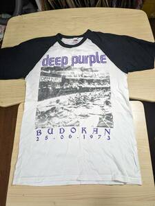 【服飾】 ビンテージ レア バンド Tシャツ DEEP PURPLE ディープ・パープル 武道館 25.06.1973 白黒 S