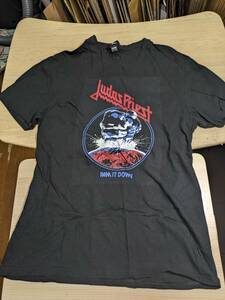 【服飾】 ビンテージ レア Tシャツ バンド 当時物? Judas Priest RANIT DOWN DIST RICT M 黒 半袖