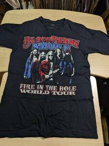 【服飾】 ビンテージ レア Tシャツ バンド 当時物? BLACKBERRY SMOKE FIRE IN THE HOLE WORLD TOUR anvil S 黒 半袖