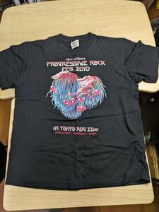 【服飾】 レア Tシャツ 当時物? プログレッシブロックフェス2010 STEVE HACKETT RENAISSANCE 四人囃子 Trysail S 黒 半袖