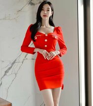 LRM700★新品　ワンピース　ladies　レディース　披露宴　dress　フォーマル　sexy　美ライン　長袖　ミニ丈　_画像5