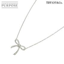 ティファニー TIFFANY&CO. ボウ ダイヤ ネックレス 40cm Pt プラチナ リボン Diamond Necklace 90225340_画像1