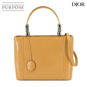 クリスチャン ディオール Christian Dior マリスパール ハンド バッグ レザー ベージュ シルバー 金具 90229596