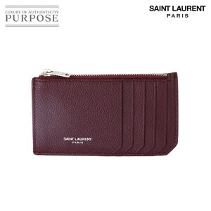 新品同様 サンローラン パリ SAINT LAURENT PARIS フラグメント ジップケース カード コイン ケース 小銭入れ レザー ボルドー 90229886