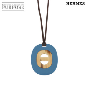 Hermes Hermes Fidelio Village PM Ожерелье Buffalo Horn Blue Browher White 90229483