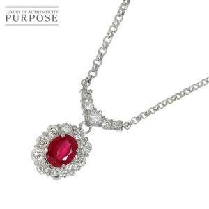 ルビー 1.16ct ダイヤ 1.00ct Pt プラチナ ネックレス 41.5cm Ruby Necklace 90227173