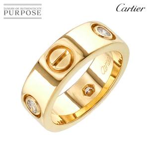 カルティエ Cartier ラブ ハーフ ダイヤ 3P リング #46 K18 YG イエローゴールド 750 指輪 LOVE Ring 90228251