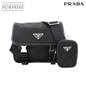 未使用 プラダ PRADA ショルダー バッグ ナイロン サフィアーノレザー ネロ ブラック 2VD034 シルバー 金具 Shoulder Bag 90231320