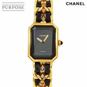  Chanel CHANEL Premiere M size H0001 Vintage lady's wristwatch black Gold quartz Premiere 90219373