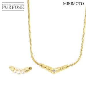 ミキモト MIKIMOTO アコヤ真珠 5.9-4.1mm ダイヤ 0.25ct ネックレス 41cm K18 YG 750 パール Akoya Pearl Necklace 90225850の画像1