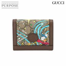 グッチ GUCCI ディズニー ドナルドダック GGスプリーム 二つ折り 財布 ベージュ ブラウン 648121 GG Supreme Compact Wallet 90231974_画像1