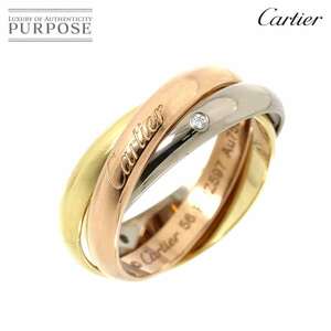 カルティエ Cartier トリニティ #56 リング MM ダイヤ 5P YG WG PG スリーゴールド 750 3連 指輪 Trinity Diamond Ring 90228188