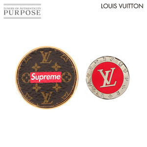 未使用 展示品 ルイ ヴィトン LOUIS VUITTON シュプリーム モノグラム ピンブローチ 2点セット ブラウン レッド MP2076 Lapel Pin 90232069