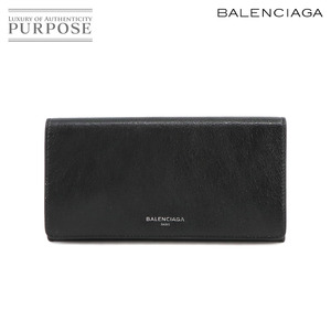 バレンシアガ BALENCIAGA ロゴ 二つ折り 長財布 レザー ブラック 542008 シルバー 金具 Long Wallet 90232125