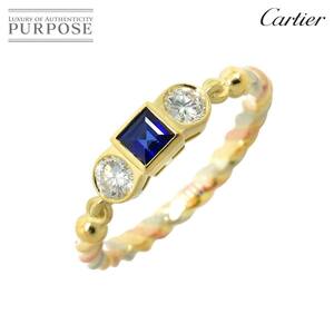 カルティエ Cartier トリニティ ツイスト #53 リング サファイヤ ダイヤ K18 YG WG PG 3連 750 指輪 Ring【証明書付き】 90225860