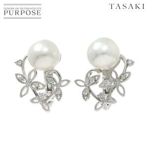 タサキ TASAKI 白蝶真珠 10.8mm ダイヤ 0.08ct×2 イヤリング Pt プラチナ 田崎真珠 Pearl Earrings Clip on 90227570