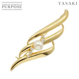 タサキ TASAKI アコヤ真珠 7.1mm ダイヤ 0.23ct ブローチ K18 YG イエローゴールド 750 パール 田崎真珠 Pearl Brooch 90227369