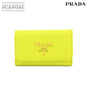 未使用 展示品 プラダ PRADA ロゴ キーケース サフィアーノ レザー CEDRO イエロー 1PG004 ゴールド 金具 Key Case 90232084