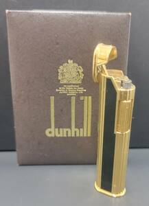 ★Dunhill ダンヒル ローラー式 ガスライター 黒×ゴールド ケース/取説/保証書 喫煙具 着火未確認 ヴィンテージ アンティーク【中古】⑧