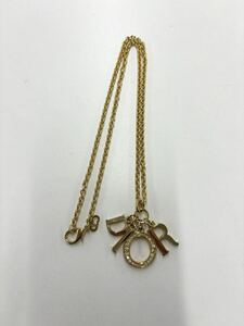 ◯Christian Dior クリスチャンディオール ネックレス ゴールド系 ラインストーン 中古 美品