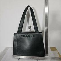 【1円スタート】CHANEL シャネル シールあり　5番台　ロゴ　ダークグリーン　トートバッグ　C5105_画像3