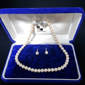 本真珠ネックレス プリンセスサイズ パールイヤリング k14wg セットの画像1