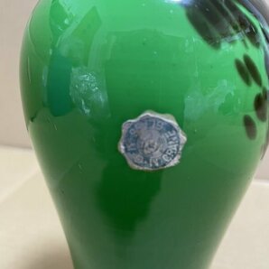 花瓶 花器 花入 フラワーベース 高さ 約24cm 筒型 緑色 グリーン 陶磁 高級美術 壺 骨董 陶器 時代物 現状品の画像4