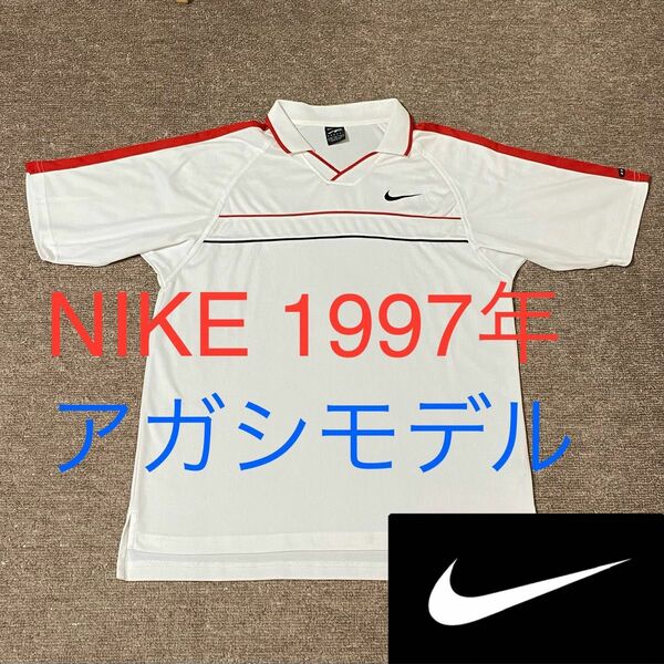 レア　入手困難　ナイキ　1997年　アンドレ・アガシ　DRI-FIT 半袖ポロシャツ　NIKE　AGASSI　テニスウエア