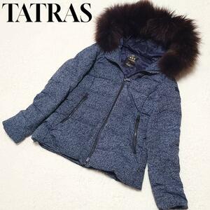 1 jpy ~ ultimate beautiful goods TATRASta tiger s down jacket s propeller n The LTA16A4516 tweed blue blue raccoon fur M lady's 1 start 