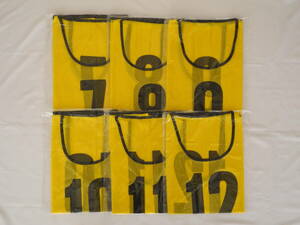 ビブス 大人用 6着セット 黄色 イエロー 番号入り(7番から12番) サッカー バスケ フットサル