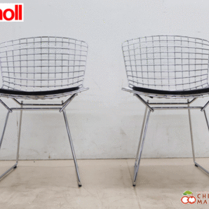 ◆展示品◆ Knoll ノル ノール Bertoia Side Chair ベルトイアサイドチェア ダイニングチェア/アームレスチェア 2脚 シートパッド付 39万の画像3