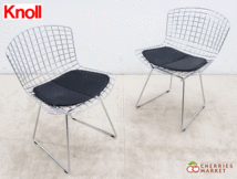 ◆展示品◆ Knoll ノル ノール Bertoia Side Chair ベルトイアサイドチェア ダイニングチェア/アームレスチェア 2脚 シートパッド付 39万_画像2