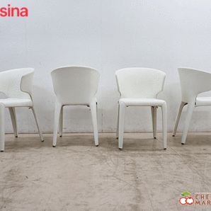 ◆展示品◆ Cassina カッシーナ 367 HOLA オラ アームチェア/ダイニングチェア 4脚セット レザー/革 110万の画像1