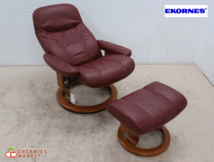 ◆Ekornes◆ エコーネス Stressless ストレスレス Consul コンサル リクライニングチェア/1Pソファ＆オットマン/スツール Mサイズ 革 28万_画像3