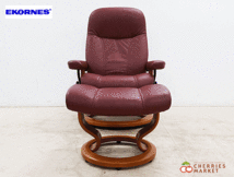 ◆Ekornes◆ エコーネス Stressless ストレスレス Consul コンサル リクライニングチェア/1Pソファ＆オットマン/スツール Mサイズ 革 28万_画像2