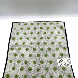 【未使用品】fufu mono form フフ モノ フォーム タオルハンカチ ハンドタオル 水玉柄 縁レース グリーン系