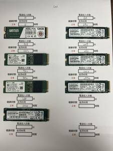 120中古品 SSD 各種　2280 NVME 128GB 7枚　動作確認済み 返品返金対応 納品書発行可(商品説明文ご確認下さい)